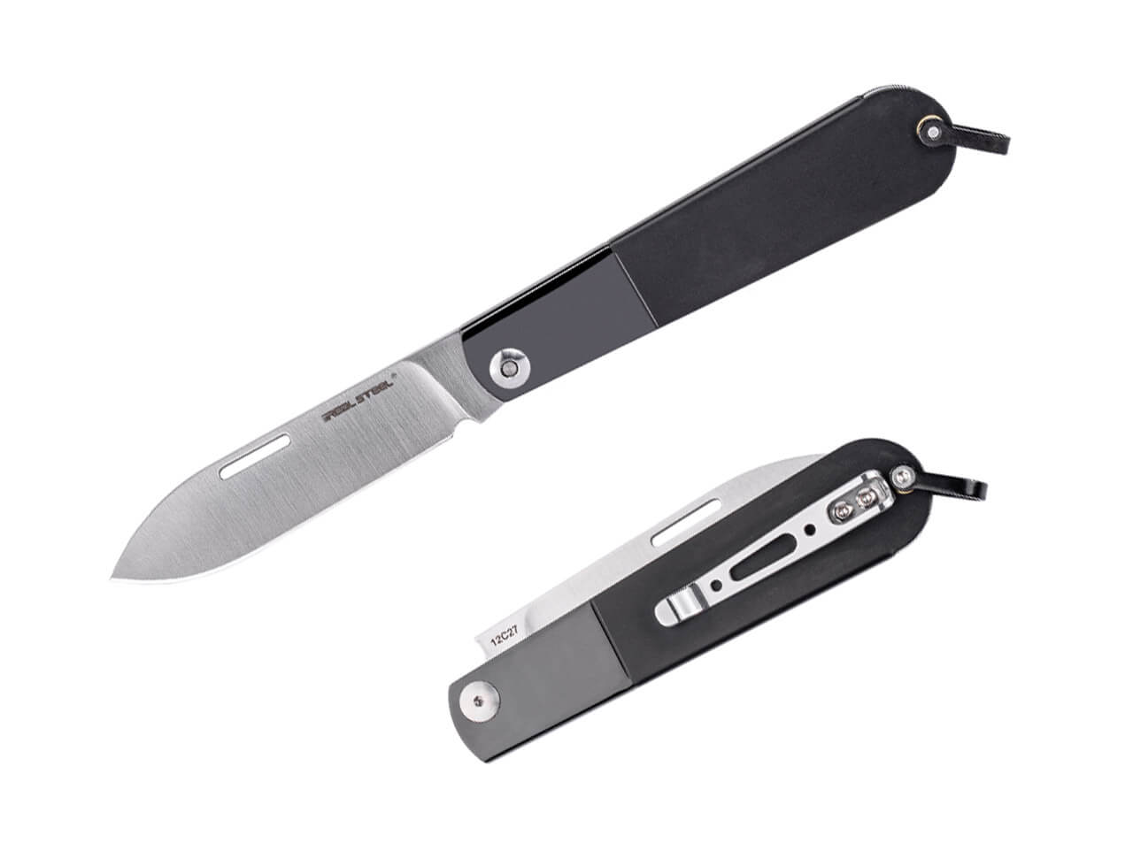 Real Steel Real Barlow RB-3 Drop Point, Taschenmesser, schwarz