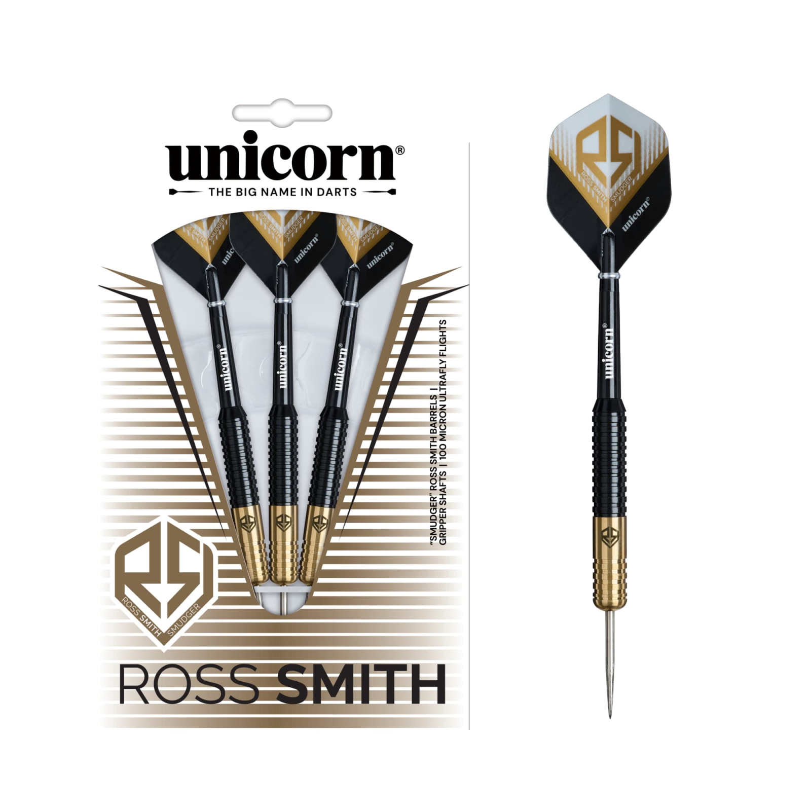 Unicorn Ross Smith Brass Steel Darts, 22g., Messing