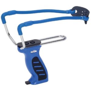 Zwille Steinschleuder mit Rundkugelmagazin im Griff in blau