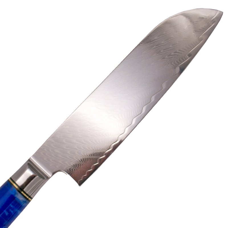 Tramuntana Küchenmesser Santoku, 67 Lagen Damast,VG10 Stahl, Epoxidharz Wurzelholzgriff – Bild 4