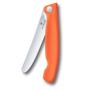 Swiss Classic, Picknick Messer, 11cm, Wellenschliff, orange, Faltschachtel