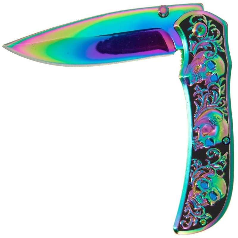 Anglo Arms Einhandmesser Totenköpfe Skulls im Rainbow Design – Bild 4