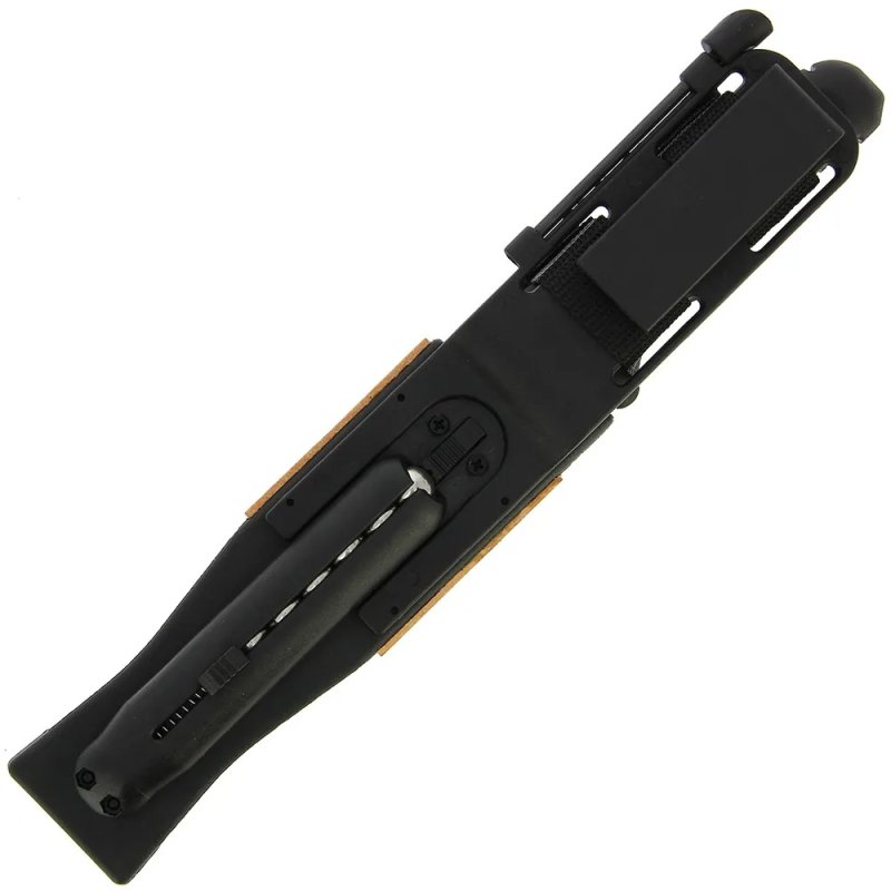 Anglo Arms feststehendes Messer mit Messerschärfer und Steinschleuder, schwarz – Bild 6