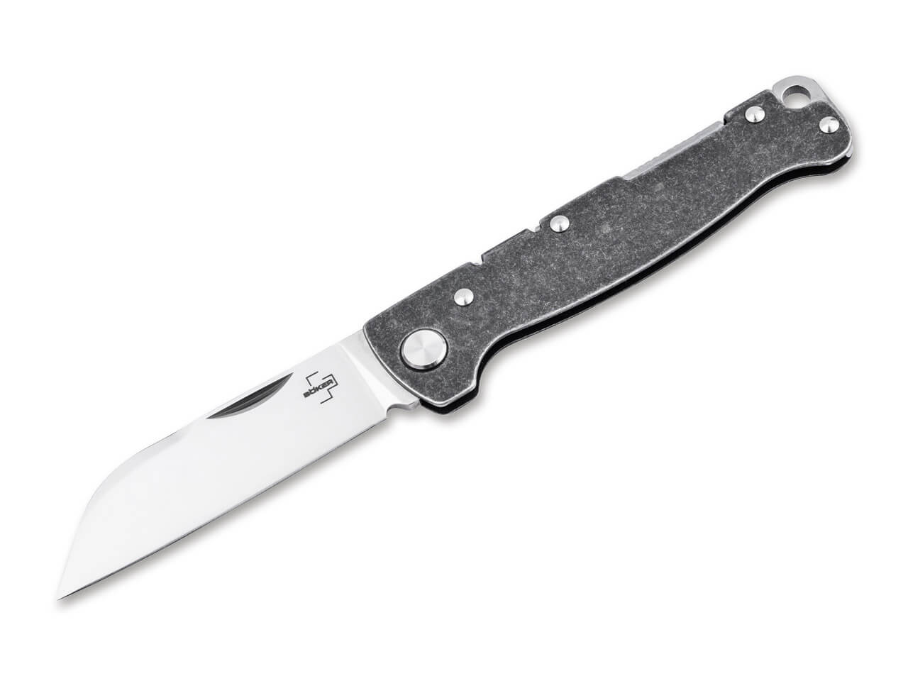 Böker Plus Atlas Backlock Sheepfoot Taschenmesser mit Edelstahl Griff