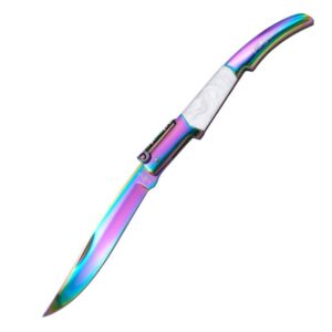 Third Taschenmesser Ratschenmesser, 440er Stahl, Rainbow, weisses Acryl