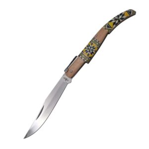 Third Taschenmesser Ratschenmesser mit Mosaik, Ahornholz,440er Stahl, Braun