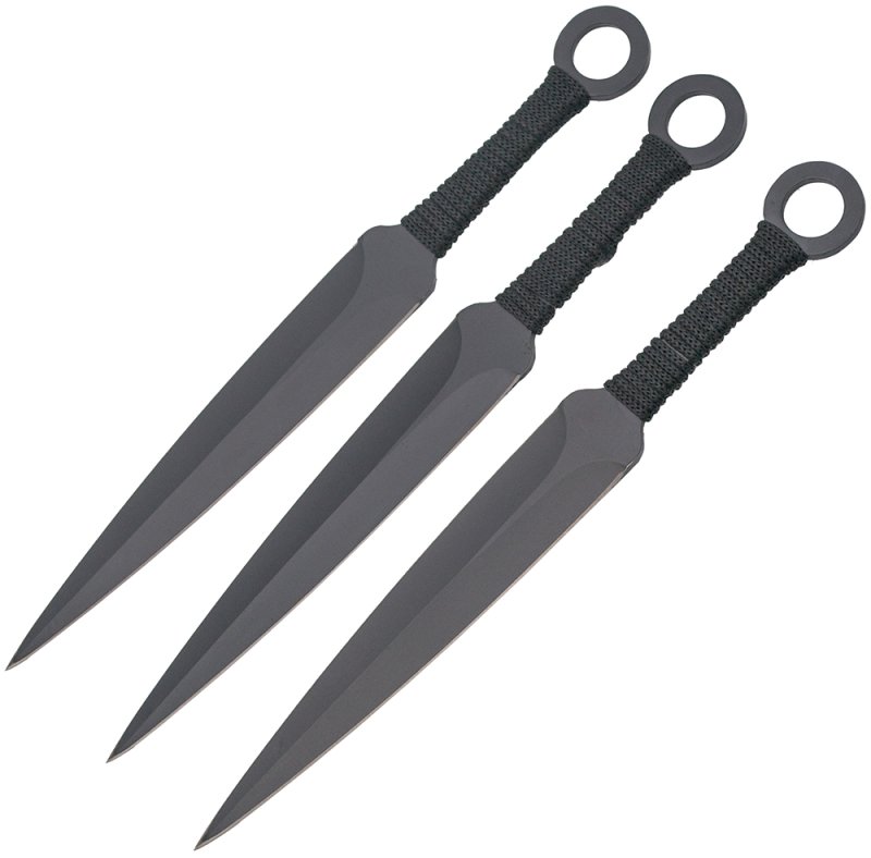 Amont 3er Set Wurfmesser, 22,6cm mit Nylonscheide, Schwarz
