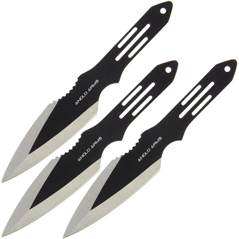 Anglo Arms Wurfmesser Set Blackthrow, 3 Stück, Nylonscheide