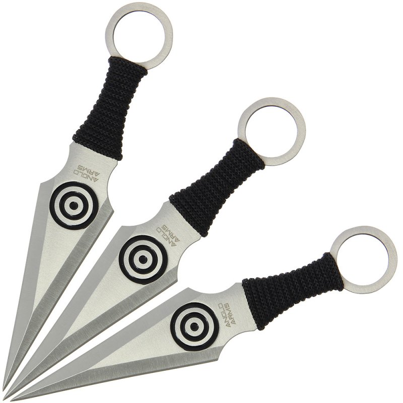 Anglo Arms Wurfmesser Set Kunai, 3 Stück, Nylonscheide
