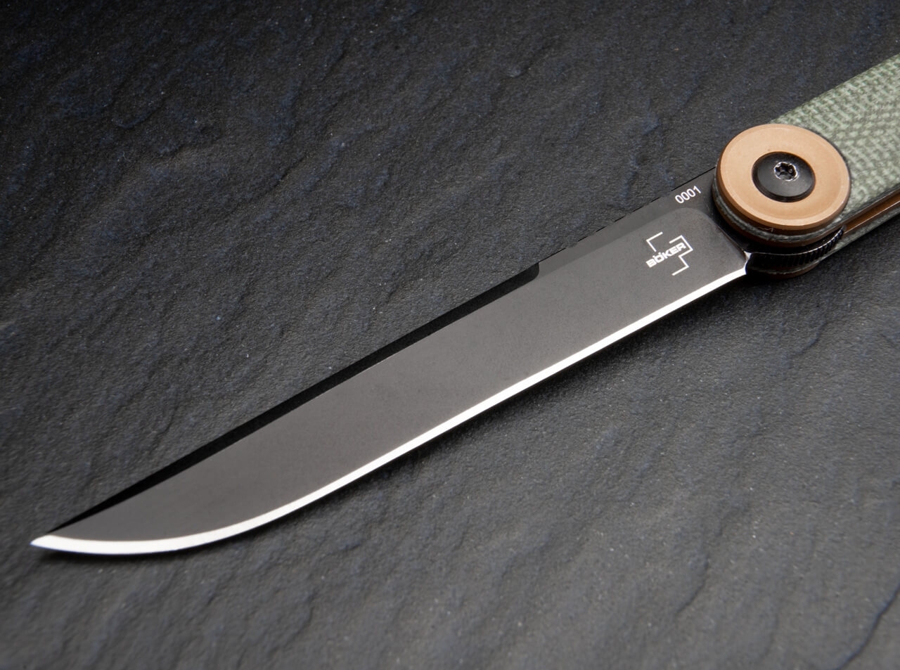 Böker Plus Kaizen Green Canvas Micarta, Einhandmesser, Hosenclip – Bild 3