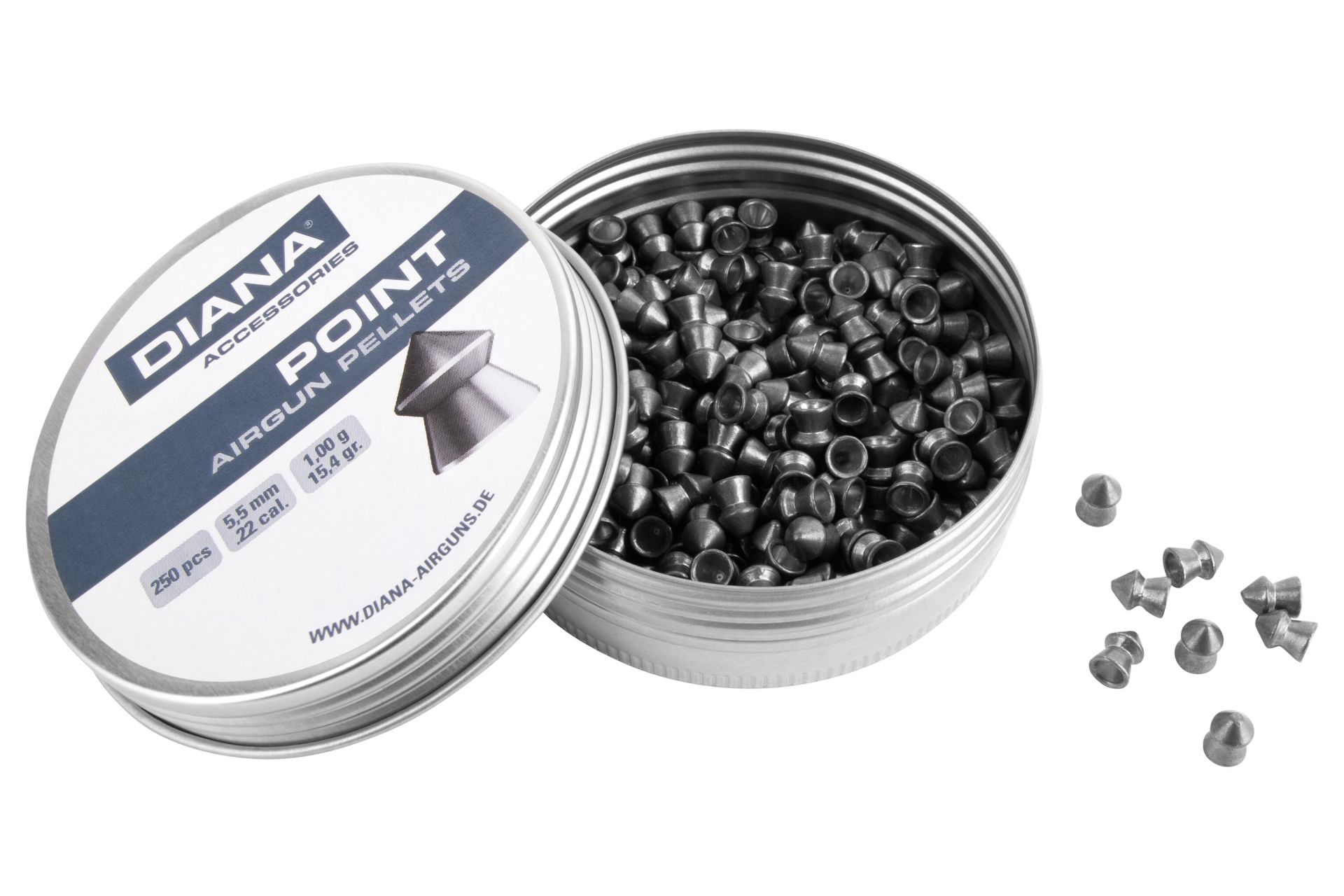 DIANA Spitzkopf Diabolos glatt, 5,5mm (.22), 250 Stück