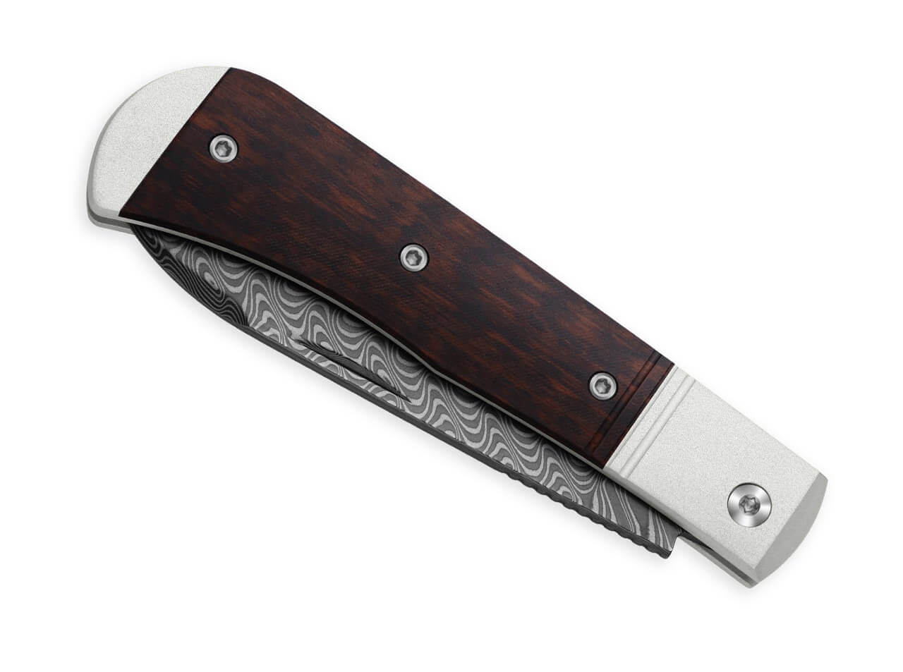 Kizer Trestle D Damascus Aluminum & Leopard Wood, Taschenmesser – Bild 4