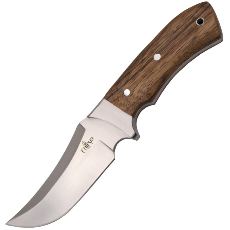 Third Skinner Jagdmesser mit Holzgriff, Lederscheide, 420er Stahl