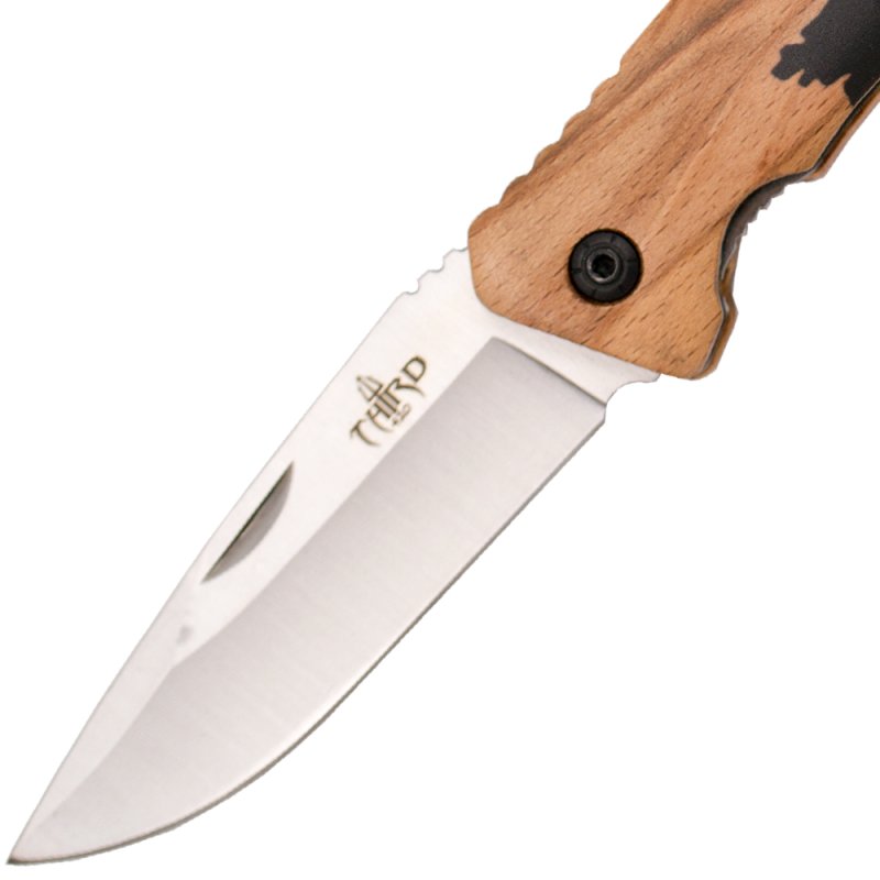 Third Taschenmesser Buchenholz mit Hirsch Aufdruck, Braun – Bild 3