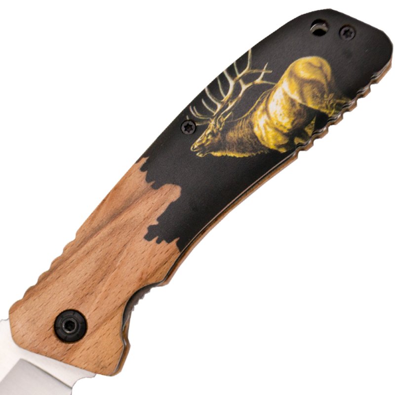 Third Taschenmesser Buchenholz mit Hirsch Aufdruck, Braun – Bild 4