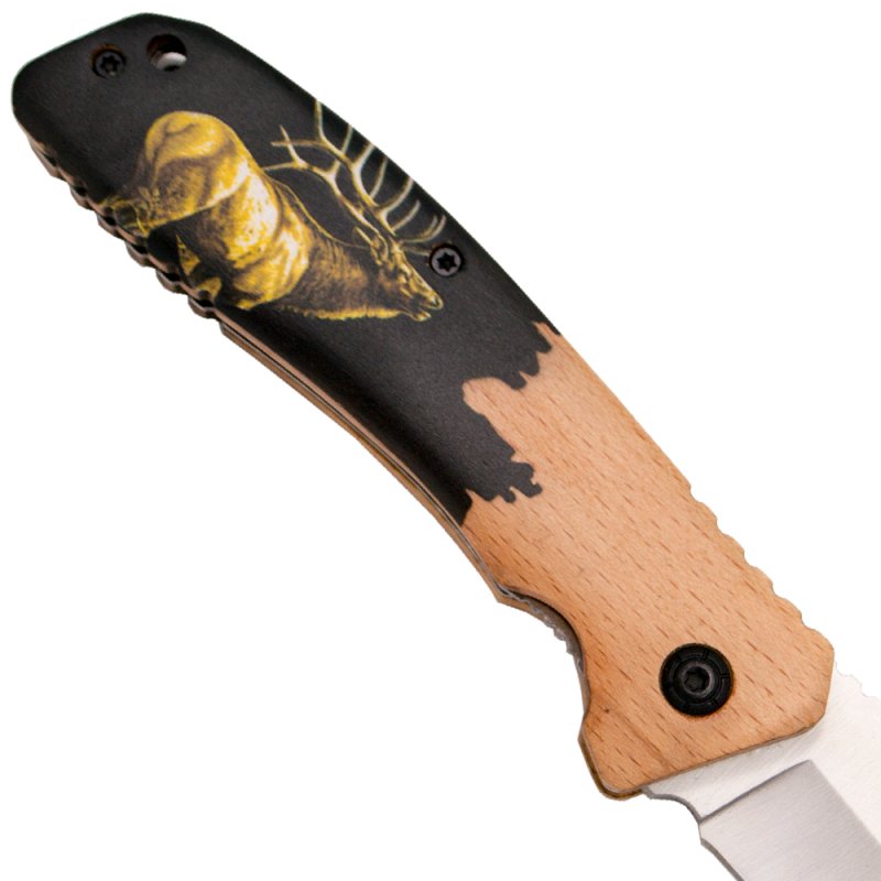 Third Taschenmesser Buchenholz mit Hirsch Aufdruck, Braun – Bild 5