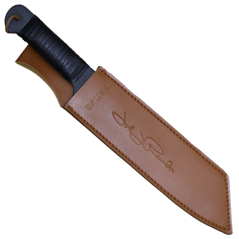Anglo Arms Großes Messer Rambo IV Deluxe mit Lederscheide, schwarz – Bild 4