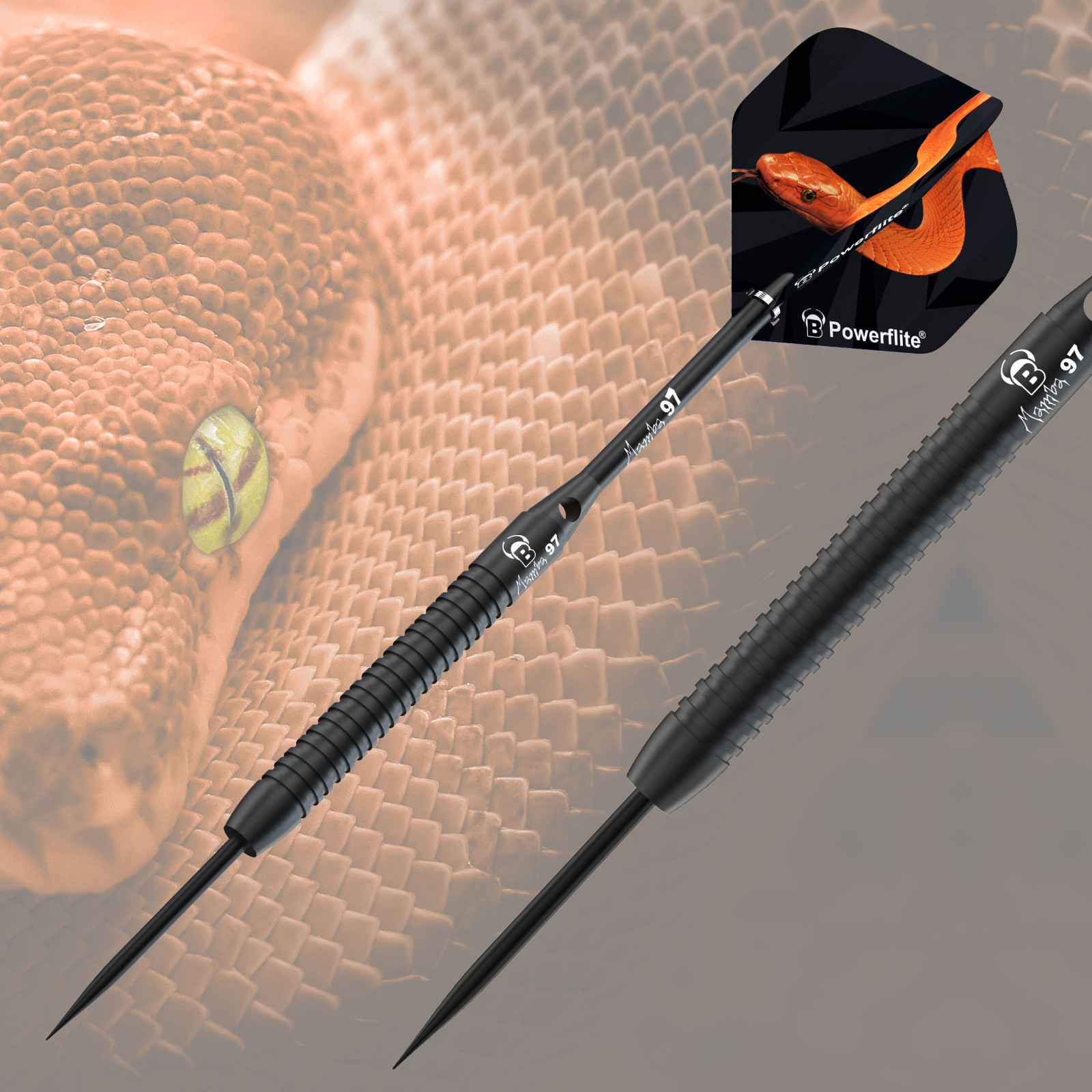 BULL`S Steeldarts Mamba97 M2, 97% Tungsten, 24g, Schwarz – Bild 3