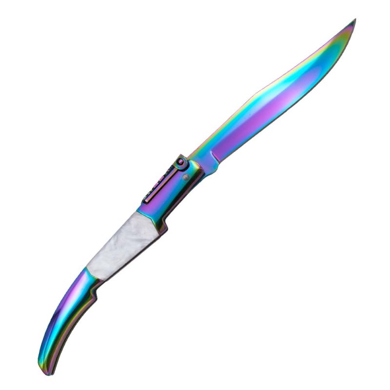 Third Taschenmesser Ratschenmesser, 440er Stahl, Rainbow, weisses Acryl – Bild 3