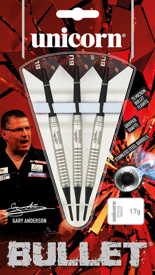 Softdart Unicorn Gary Anderson Bullet, Stainless Steel,19g., Silber