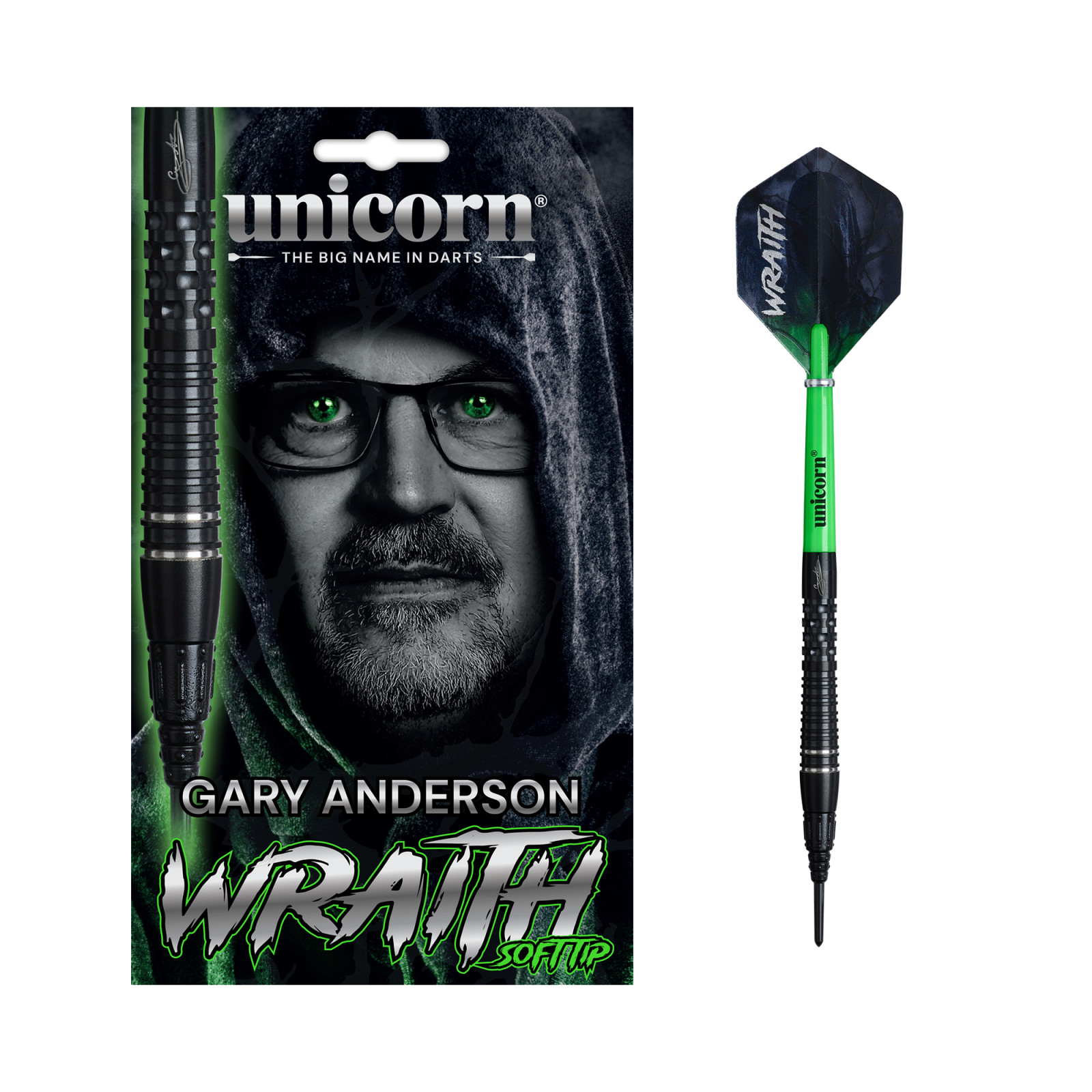 Unicorn Wraith Gary Anderson Phase 6, Soft Dart, 90% Tungsten, 20g., Schwarz