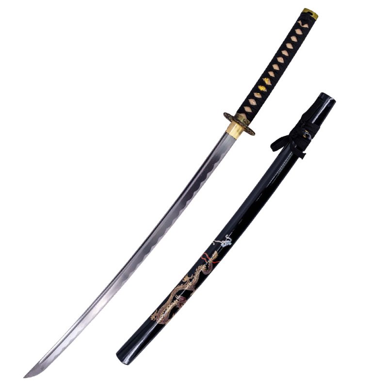 Amont Samurai-Katana mit Drachenmotiv, geschmiedete Klinge, Carbonstahl