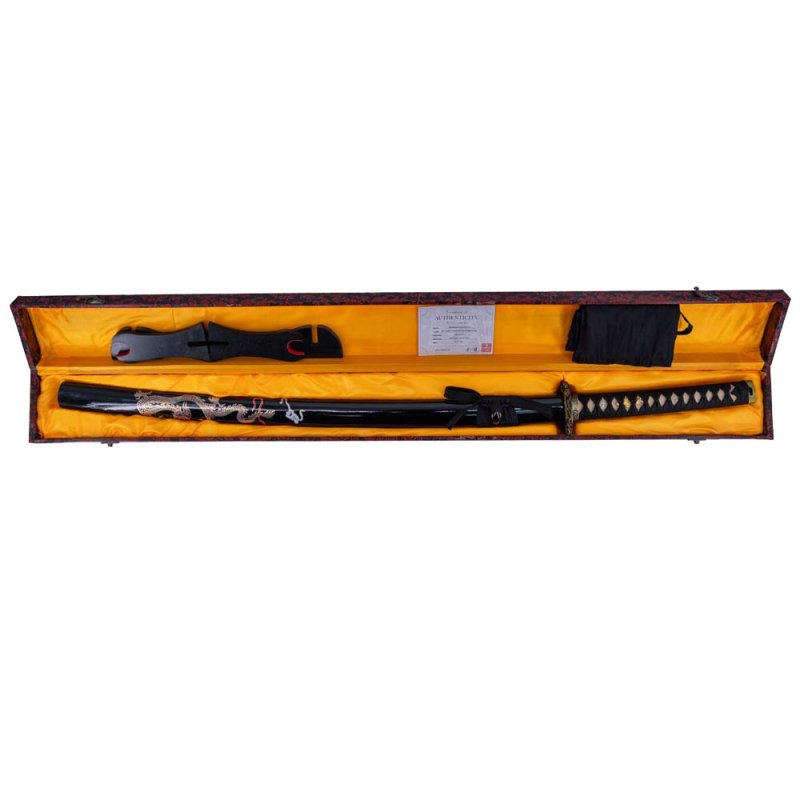 Amont Samurai-Katana mit Drachenmotiv, geschmiedete Klinge, Carbonstahl – Bild 4