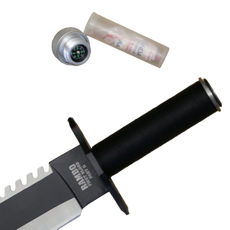Anglo Arms Grosses Messer Rambo 2 Deluxe mit Lederscheide, Schwarz – Bild 6