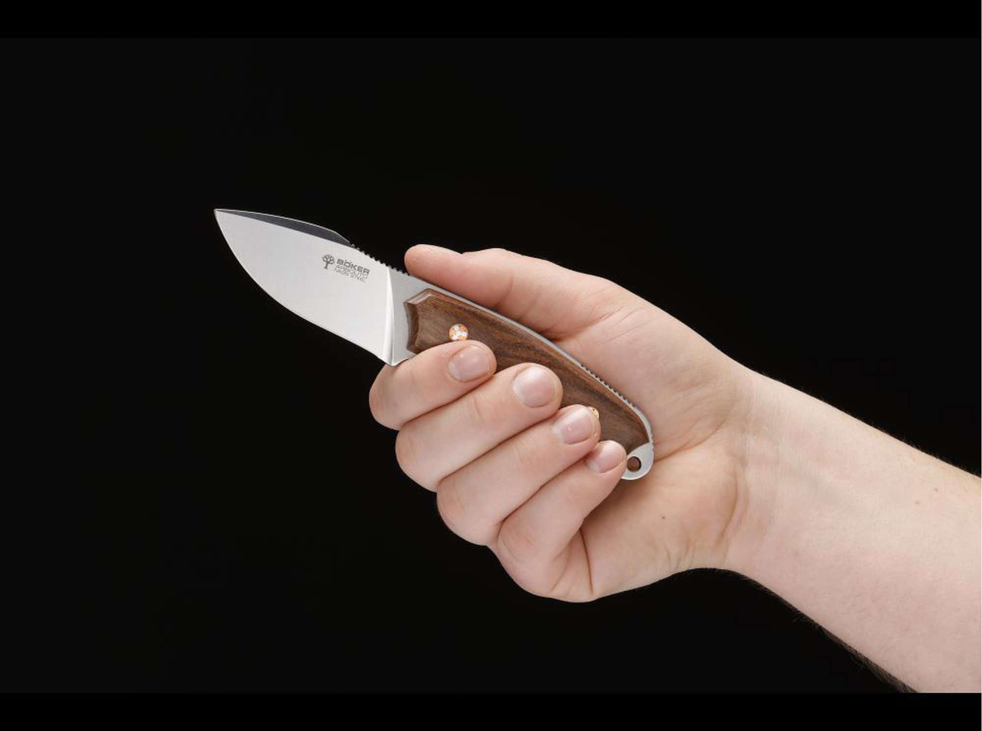 Böker Argentina El Héroe, feststehendes Messer, Lederscheide – Bild 4