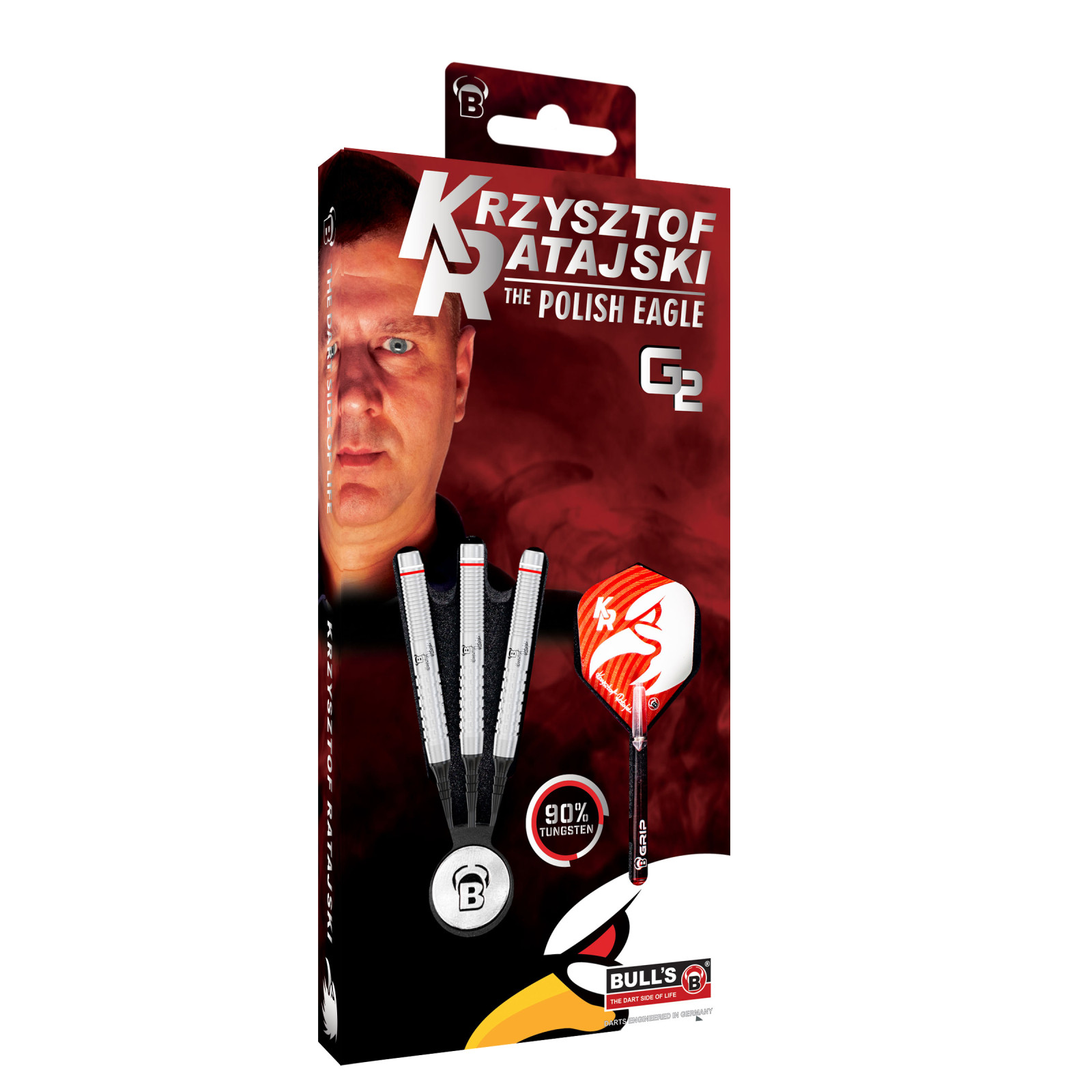 BULL'S Krzysztof Ratajski Soft Dart G2, 90% Tungsten,18g., Silber – Bild 4
