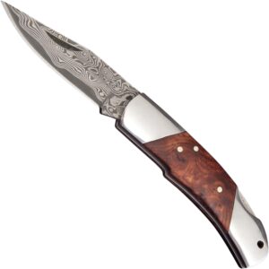 Haller Stahlwaren Damast-Taschenmesser Red Burl, Wurzelholz