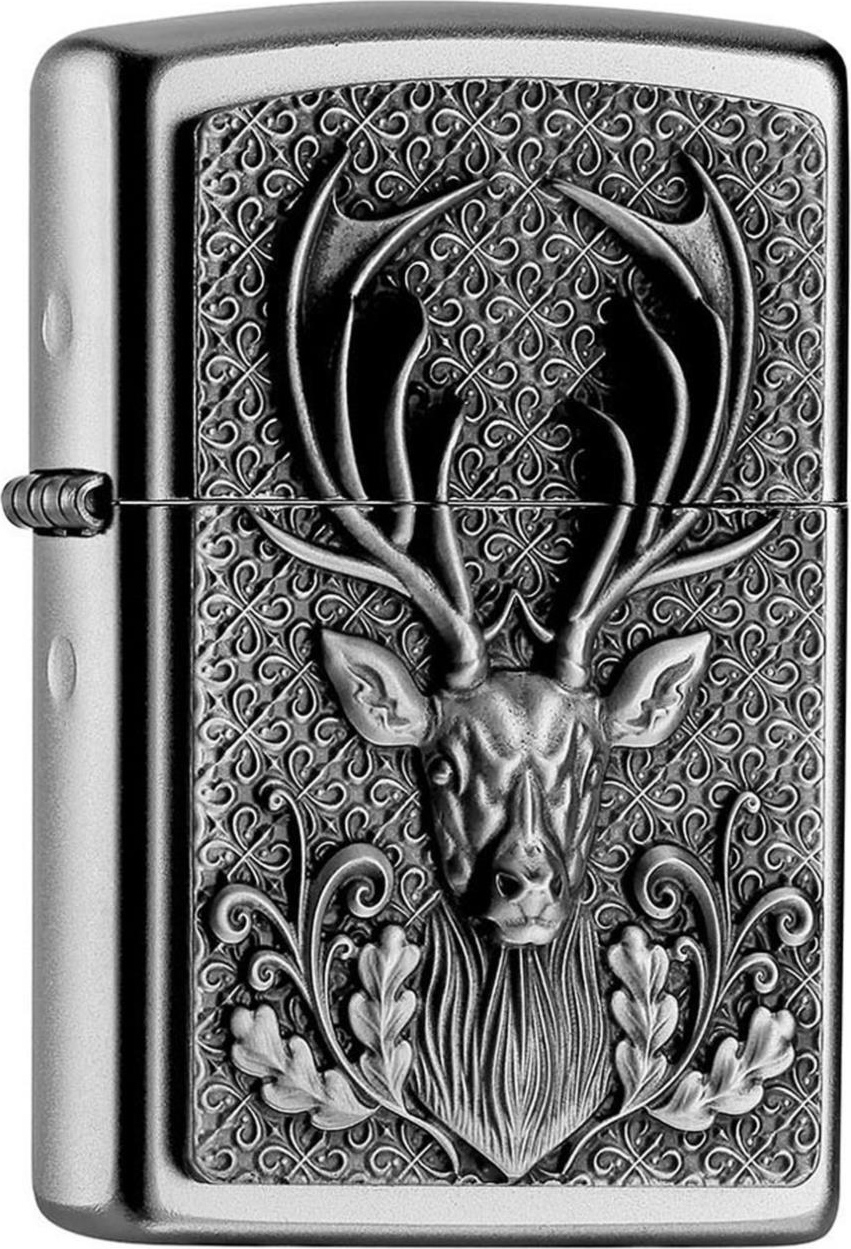Zippo Benzinfeuerzeug mit Hirschemblem, silber