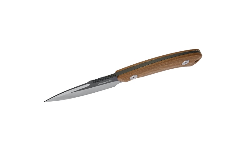 Herbertz Gürtelmesser D2 Stahl, braun micarta, Lederscheide – Bild 3