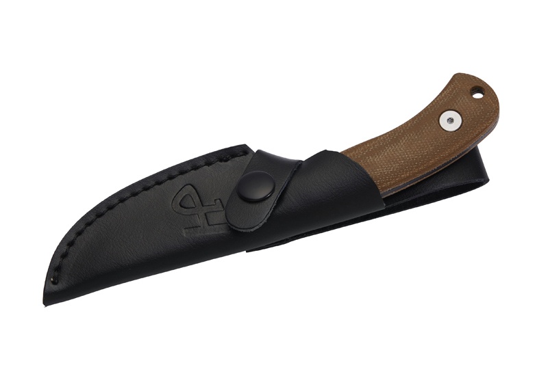 Herbertz Gürtelmesser D2 Stahl, braun micarta, Lederscheide – Bild 4