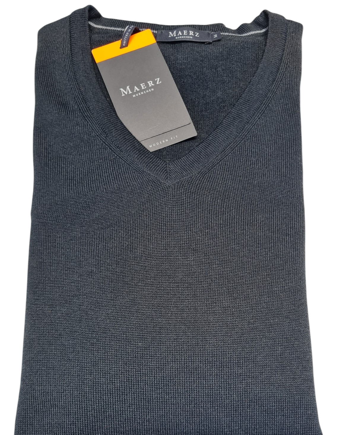 Merz Muenchen V Merinowolle Pullover, uni, dunkelgrün, Modern Fit