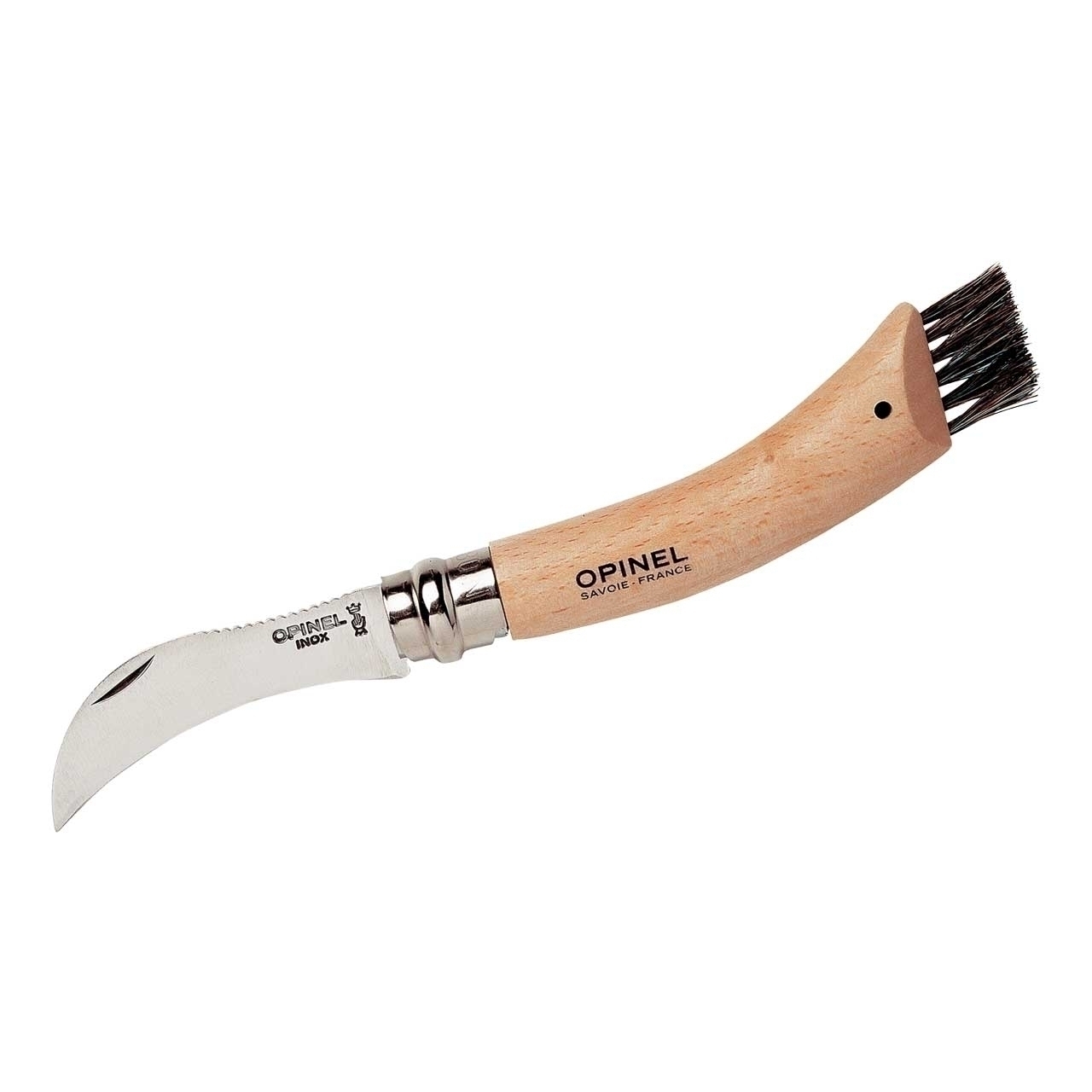 Opinel No 08 Pilzmesser mit Bürste aus Wildschweinborsten