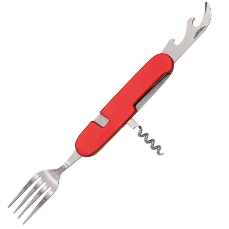 Third Allzweck Taschenmesser, Besteckmesser, Alugriff, Rot, mit Nylonetui – Bild 3