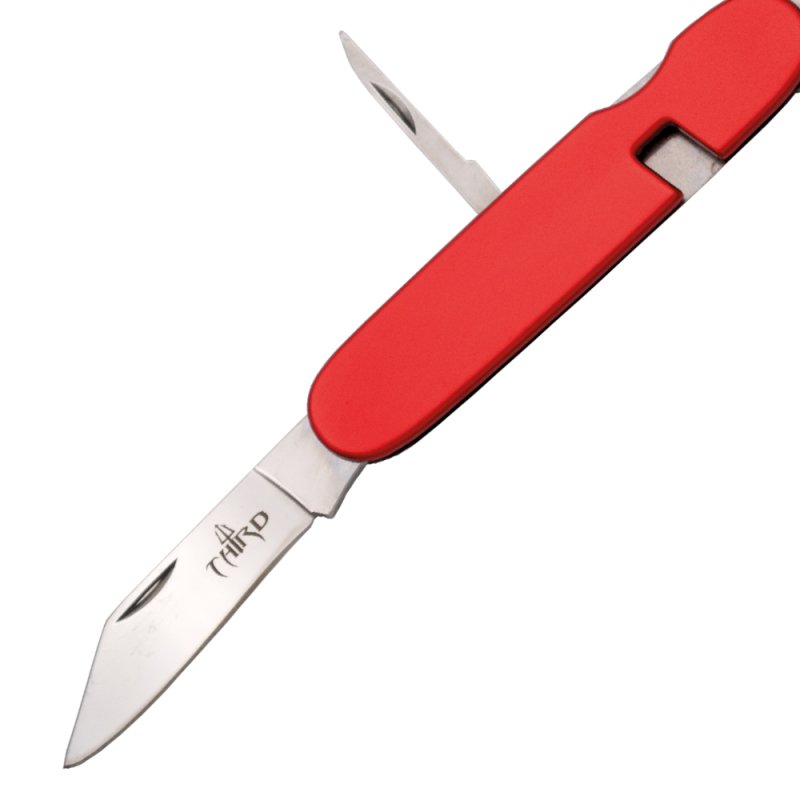Third Allzweck Taschenmesser, Besteckmesser, Alugriff, Rot, mit Nylonetui – Bild 4