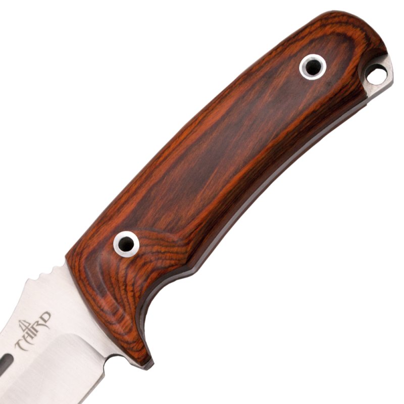 Third feststehendes Jagdmesser mit Pakkaholzgriff, Lederscheide – Bild 2