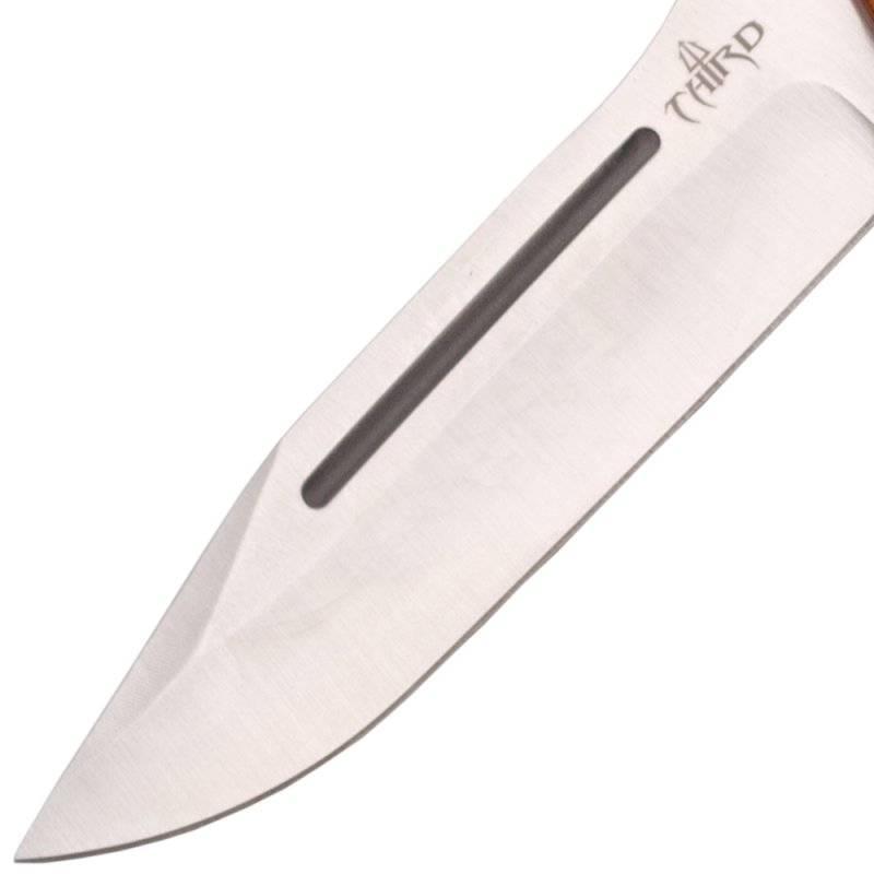 Third feststehendes Jagdmesser mit Pakkaholzgriff, Lederscheide – Bild 3