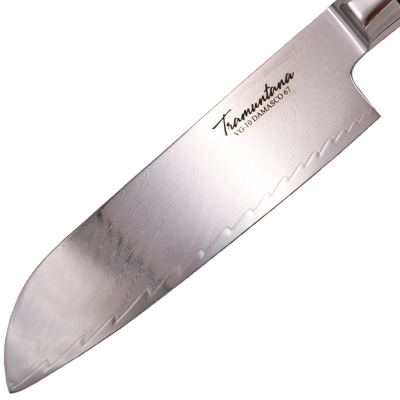 Tramuntana Küchenmesser Santoku, 67 Lagen Damast,VG10 Stahl, Epoxidharz Wurzelholzgriff – Bild 5