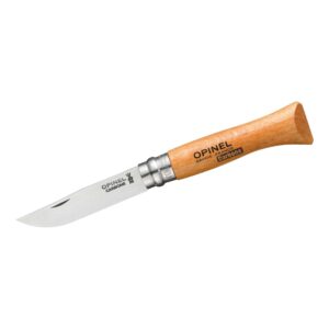 Opinel Taschenmesser mit Buchenholz Griff in Größe No 06, Carbonstahl