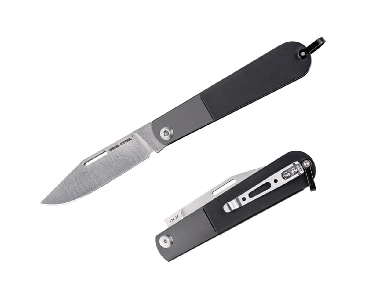 Real Steel Real Barlow RB-3 Clip Point, Taschenmesser, schwarz