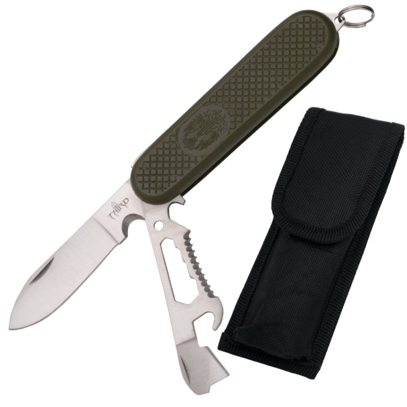 Third Taschenmesser, Essbesteckmesser, Löffel/Gabel mit Nylonfutteral, grün – Bild 3