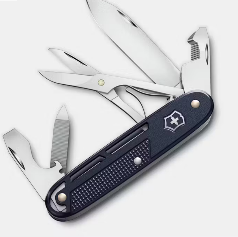Victorinox Taschenmesser SynergyX Alox mit Clip, 10 Funktionen, blau