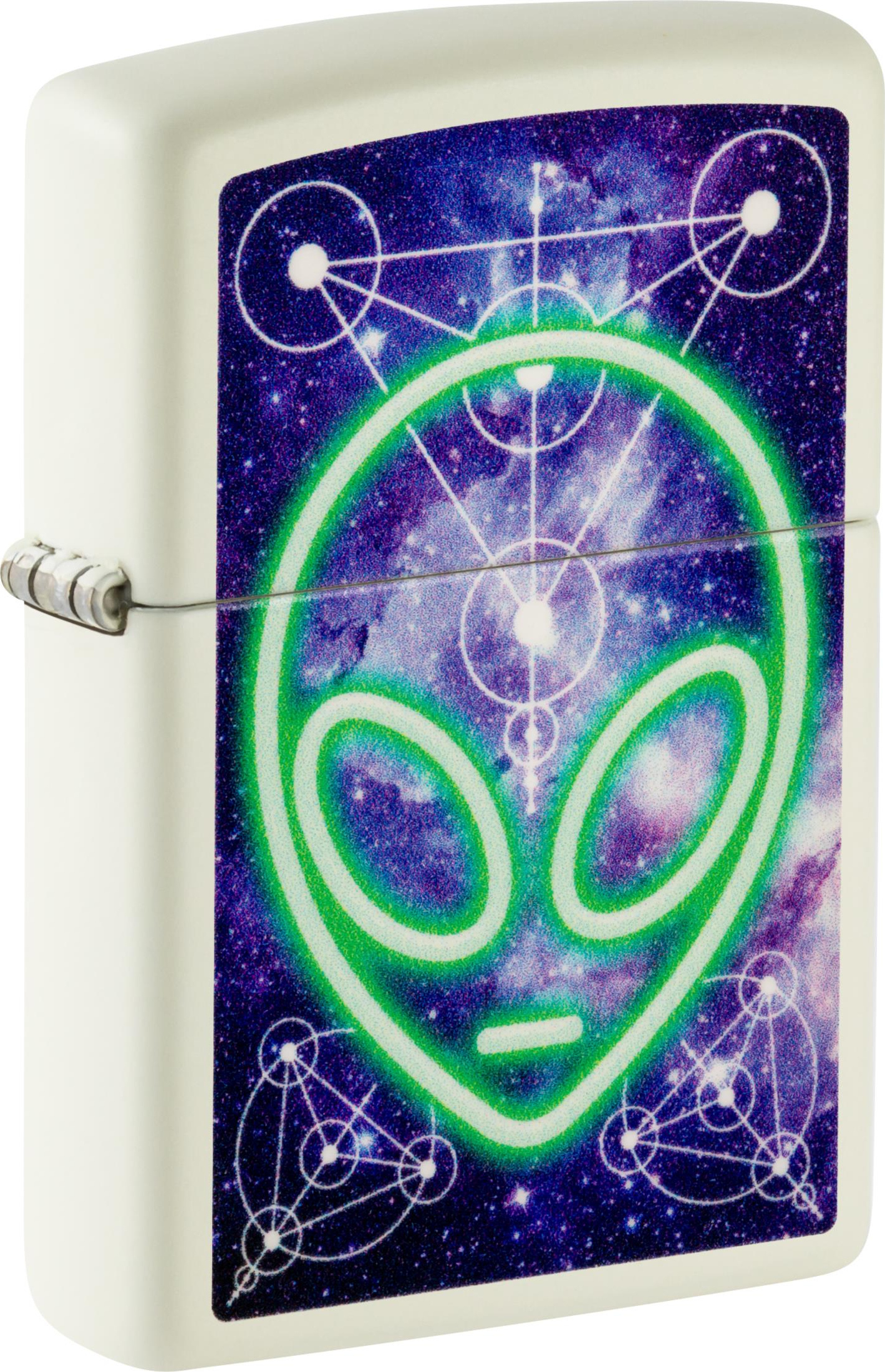 ZIPPO Benzinfeuerzeug, Sturmfeuerzeug, "Alien", Glow in the Dark, weiß lila