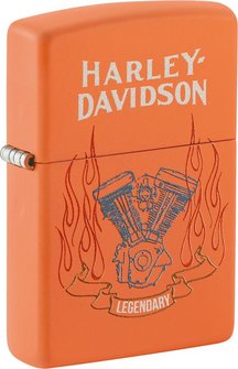 Zippo Benzinfeuerzeug, Sturmfeuerzeug Harley Davidson, matt lackiert, Orange