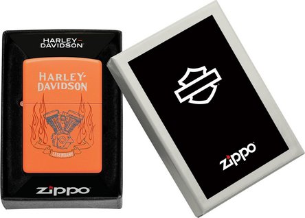 Zippo Benzinfeuerzeug, Sturmfeuerzeug Harley Davidson, matt lackiert, Orange – Bild 3