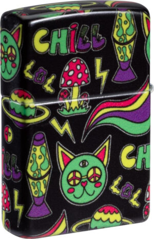 Zippo Benzinfeuerzeug Sturmfeuerzeug, Chill Design 540°, leuchtet im Dunkeln, schwarz bunt